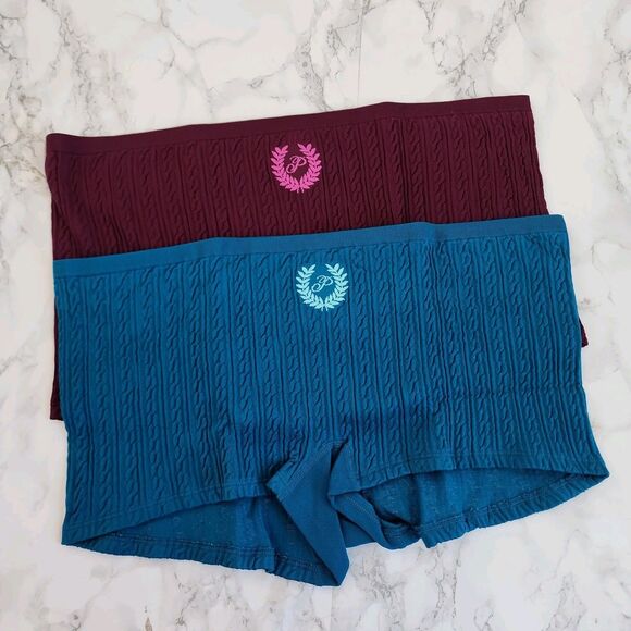 Victoria's Secret Other - 2 Victoria Secret Boyshort Panties XXL High Rise Boxer Turquoise Brown Pink Logo